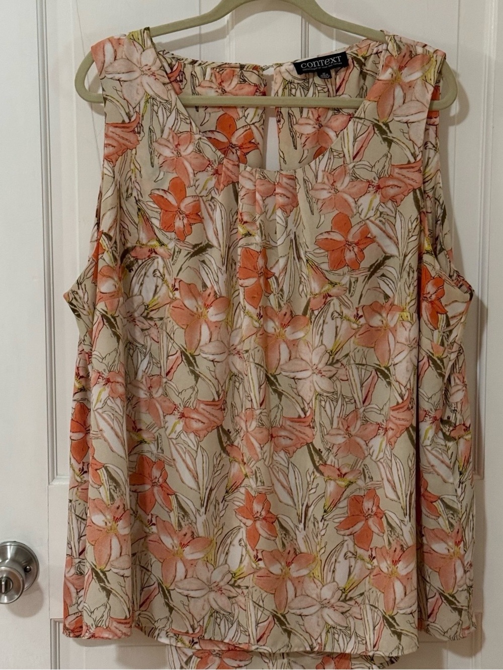 Context Cream Camisole with Coral Floral Print